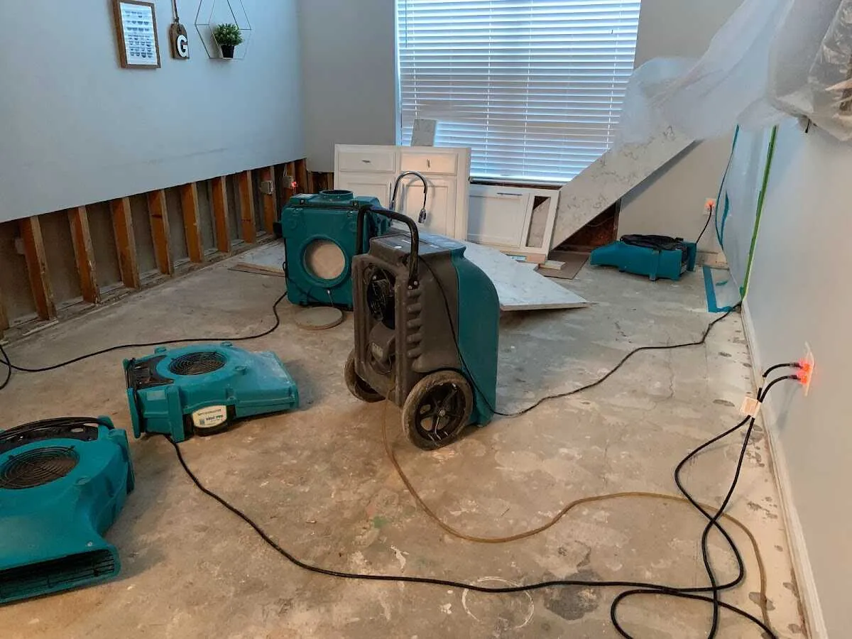 Dehumidifier in flood-cut room for Water Extraction & Removal in El Cerro Mission